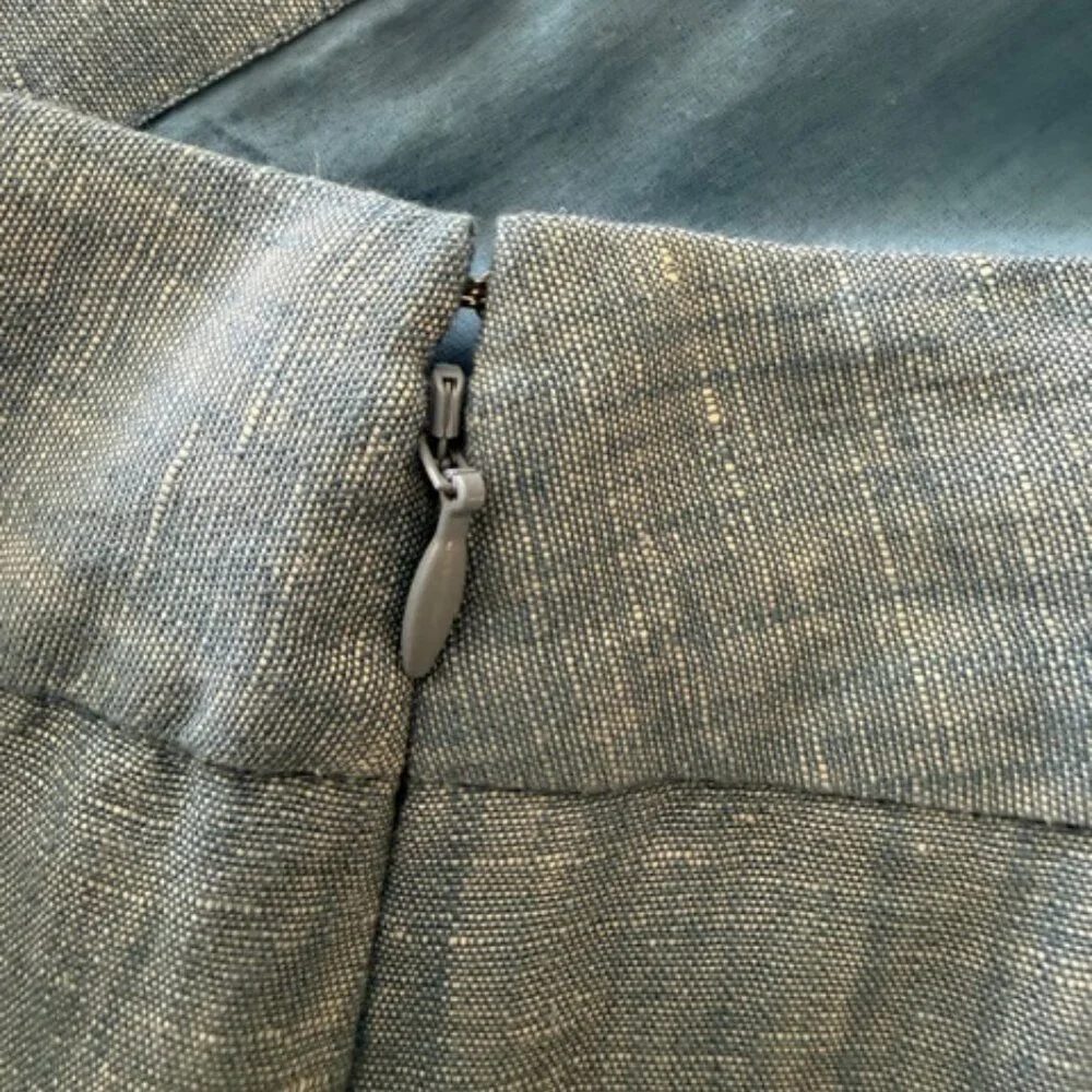 Talbots Chambray Linen/Cotton Embroidered Floral A Line Skirt Size 12 Boho Artsy - Picture 5 of 10